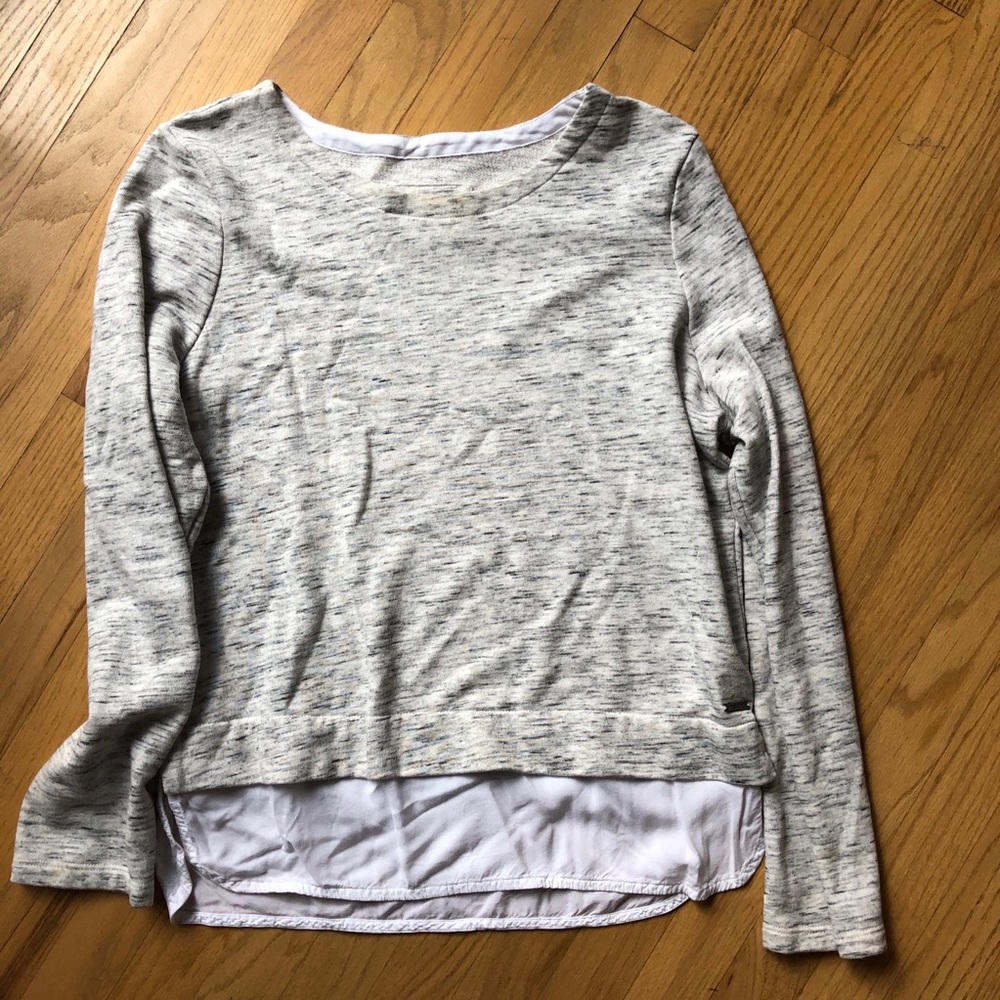 Grey and white long sleeve cotton top with blouse
